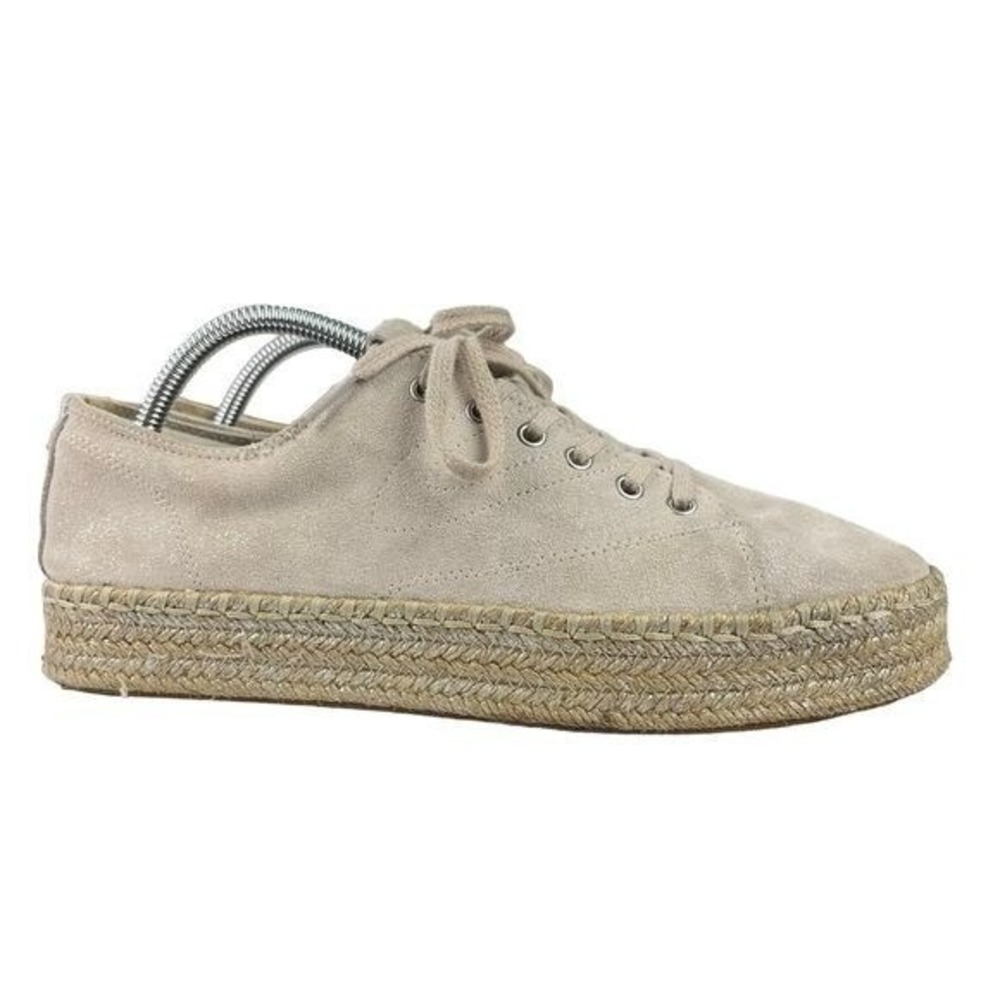 Tretorn Eve2 Sparkle Beige Leather Espadrille Sneakers Platform Boho Retro Sz 10